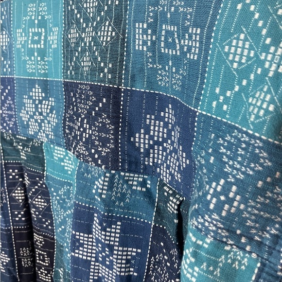 NEW VTG Cottagecore Cross Stitch Quilt Pattern Cropped Jacket Prairie Blue L - Picture 4 of 5